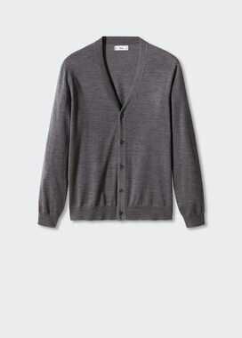MANGO 100% merino wool cardigan gray S